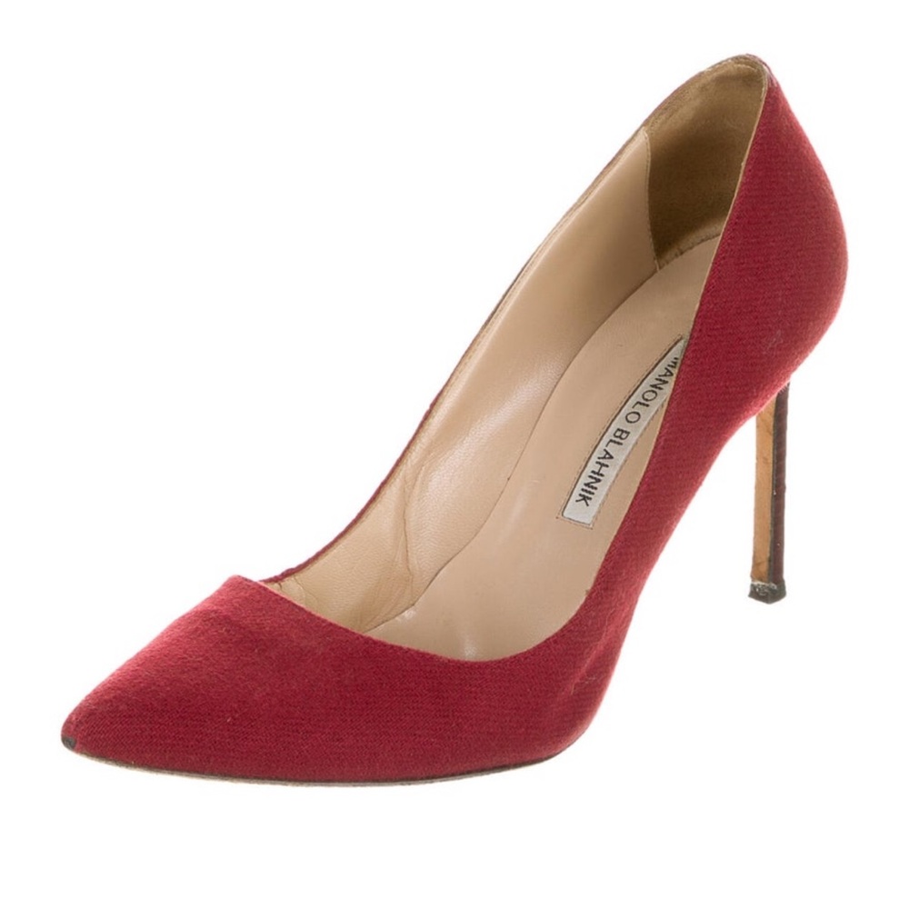 Manolo Blahnik Red Fabric Heels